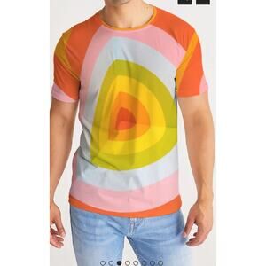 NWT Men's Harlow & ‎ Lloyd Orange Vortex Tee Tshirt Size Medium